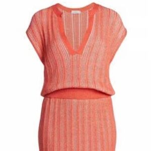 Agnona Wo Serafino Midi Dress In Parrot | Size Large | Ribbed Cashmere & Cotton